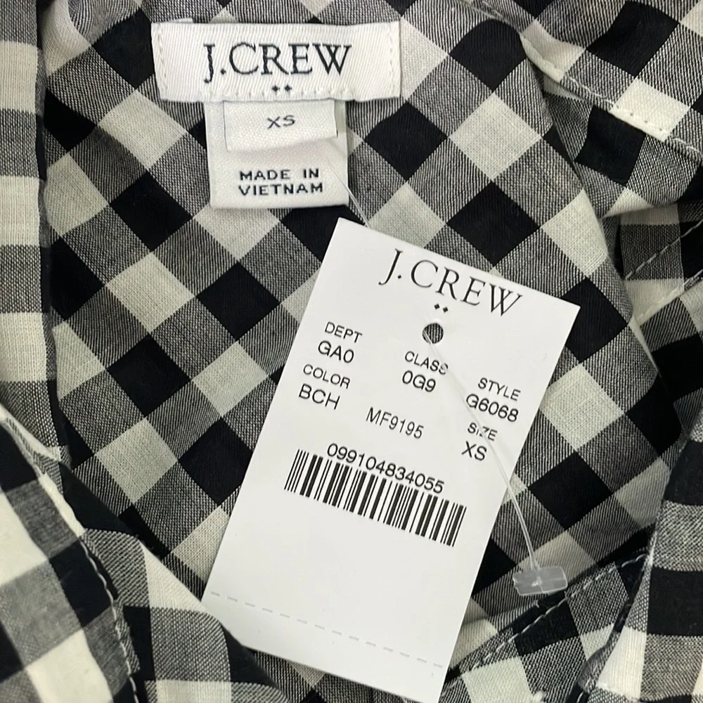 J. Crew black and white gingham women's top